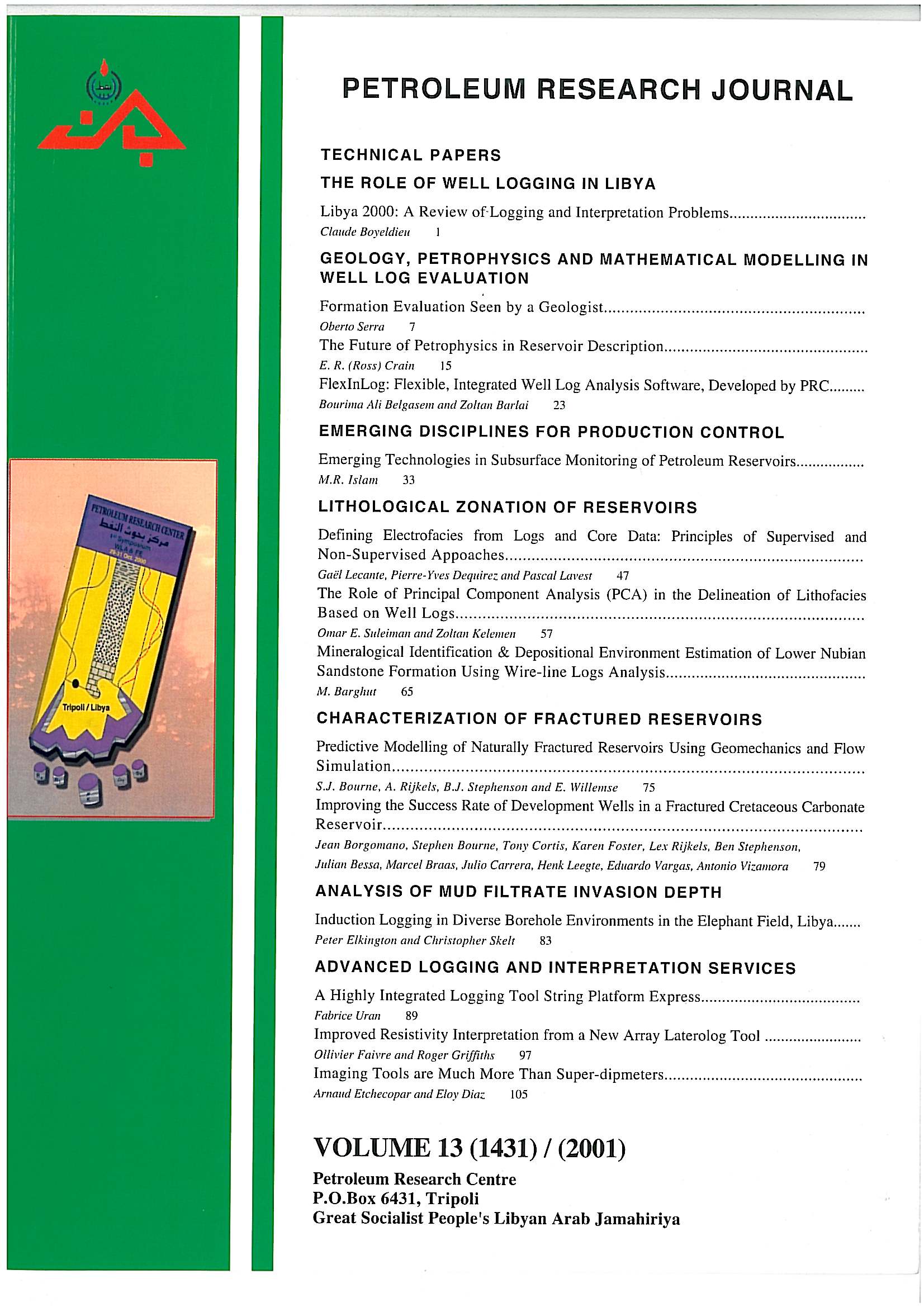 Petroleum Research Journal Volume 13 (2001)