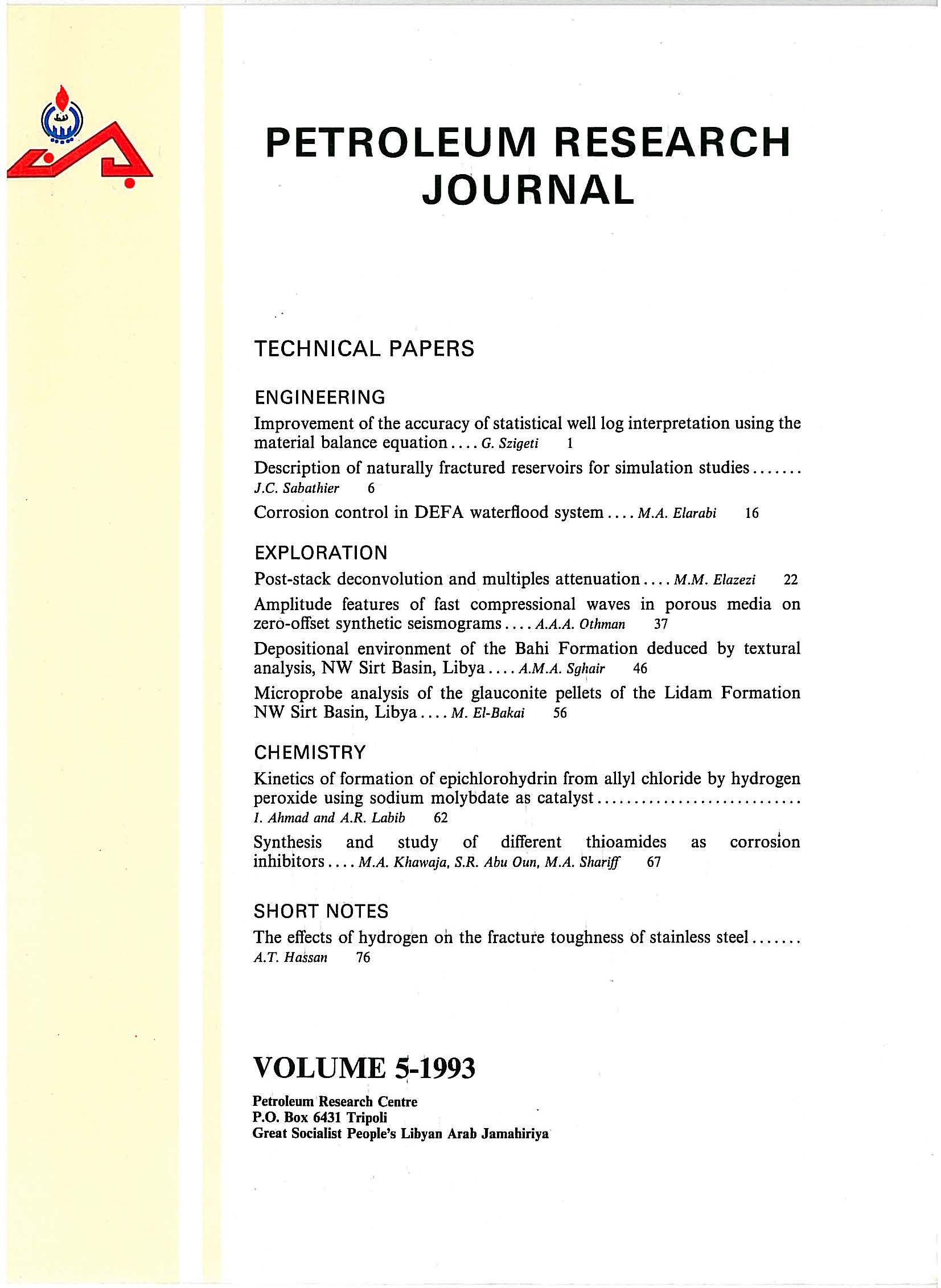 Petroleum Research Journal Volume 05