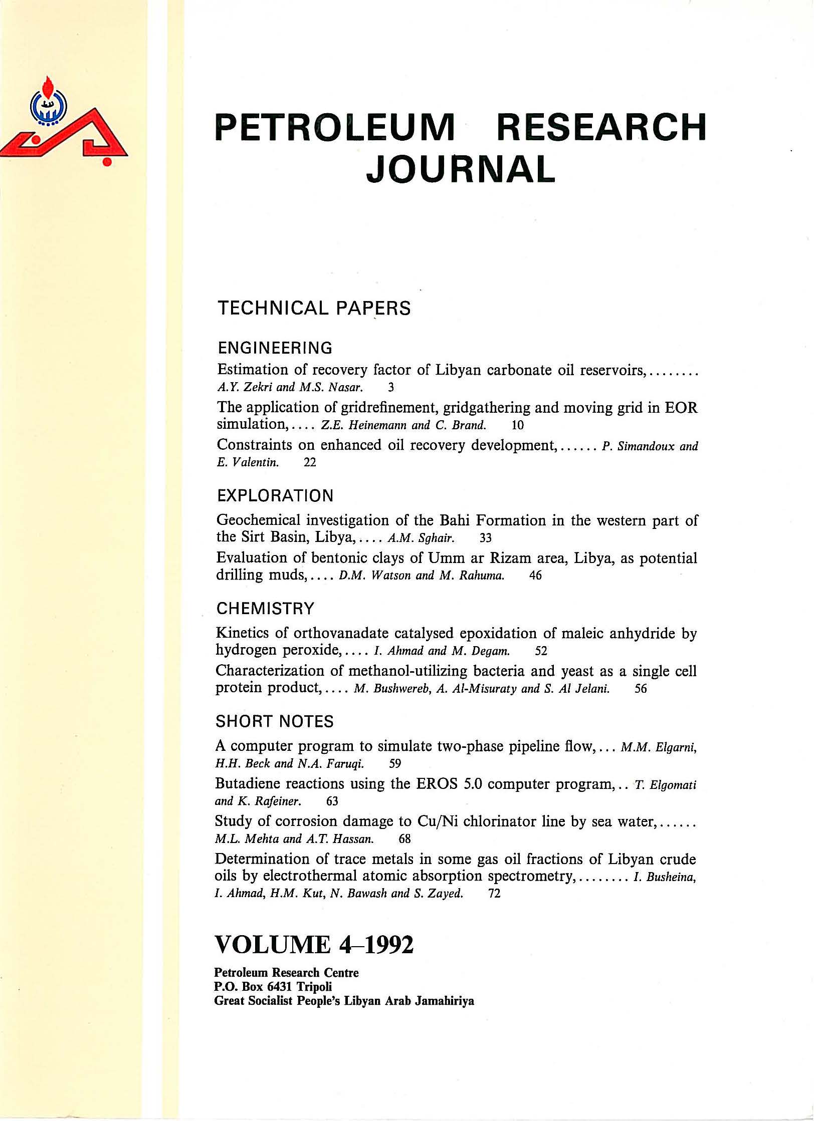 Petroleum Research Journal Volume 04