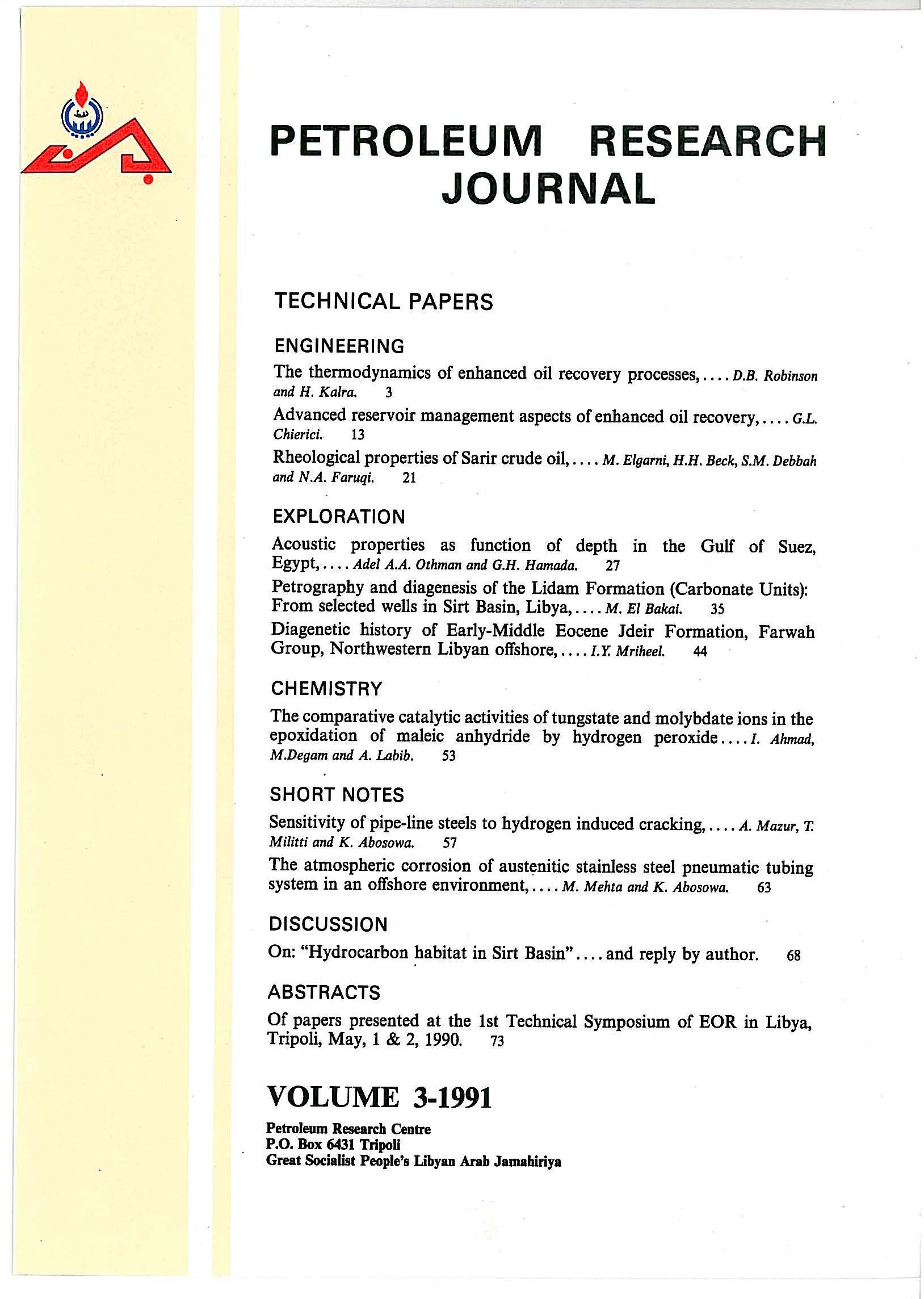 Petroleum Research Journal Volume 03