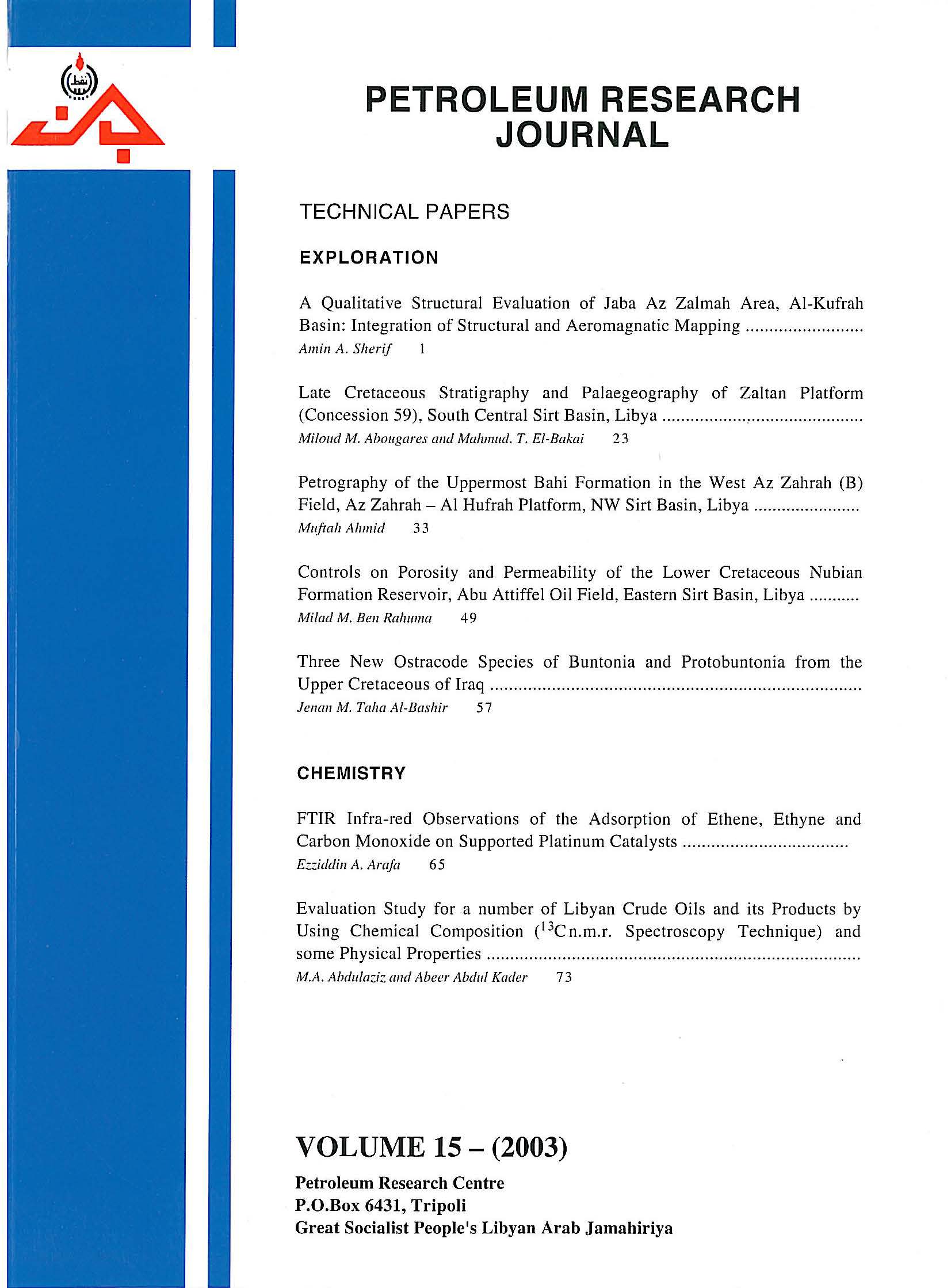 Petroleum Research Journal Volume 15