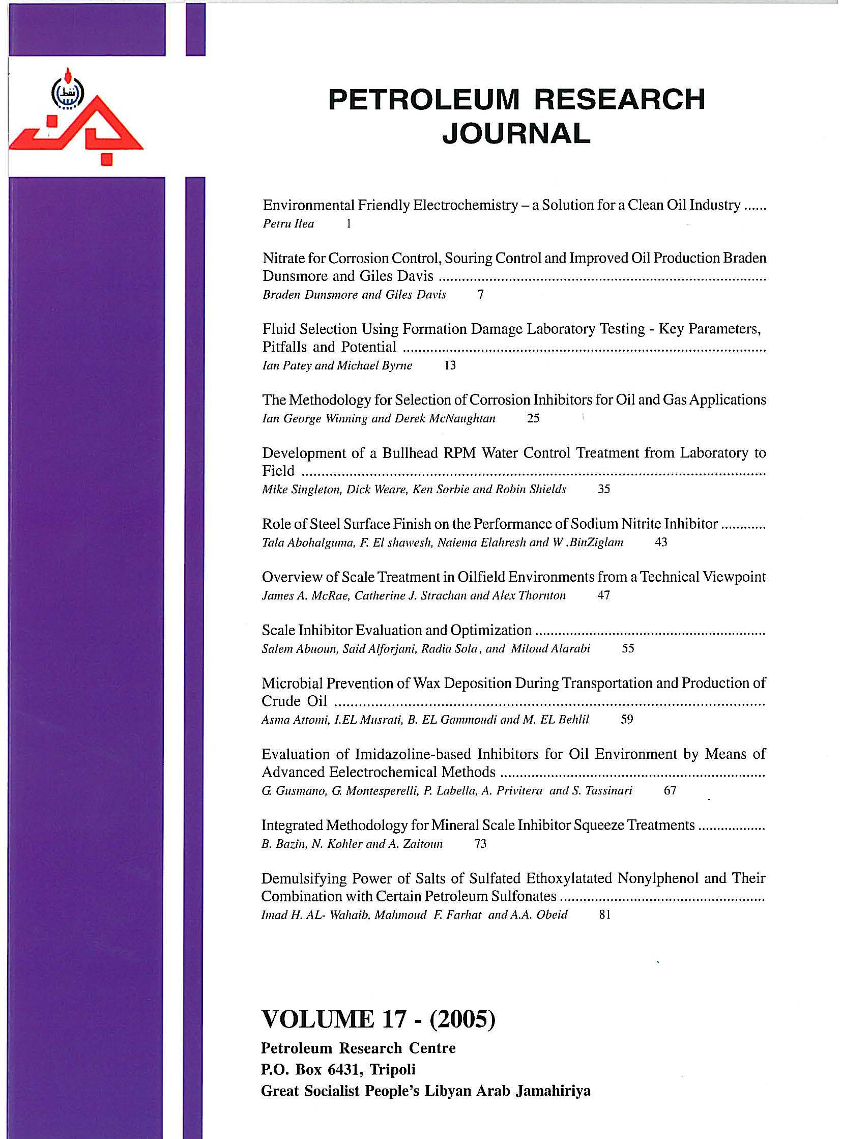 Petroleum Research Journal Volume 17